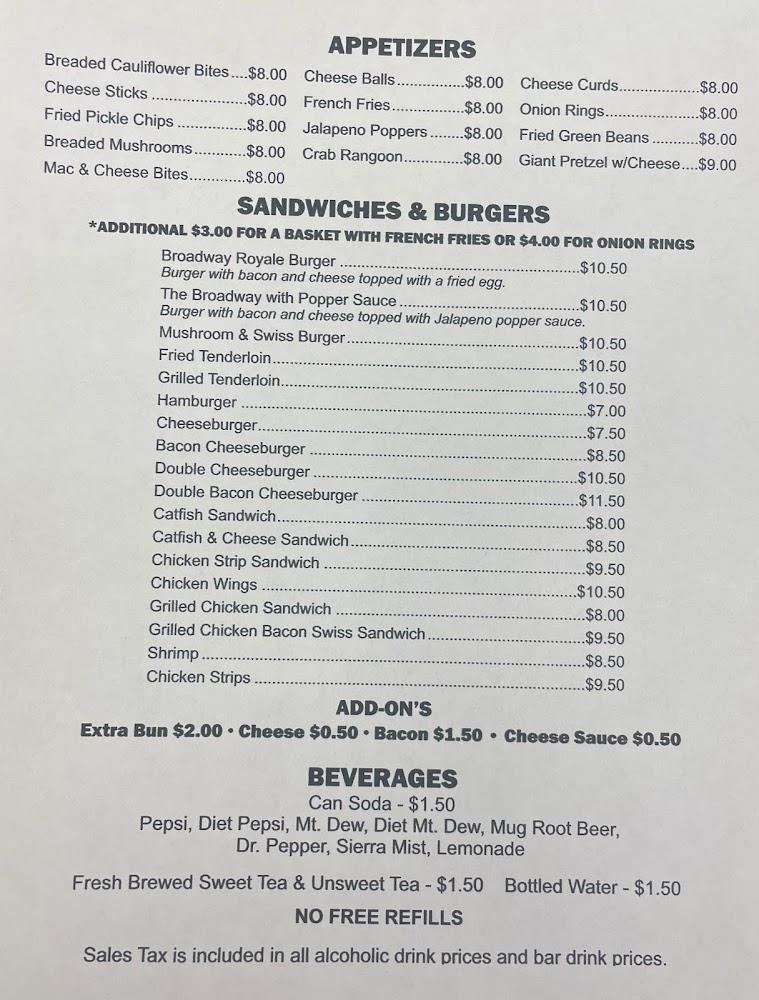 Broadway Bar N Grill Menu image 1